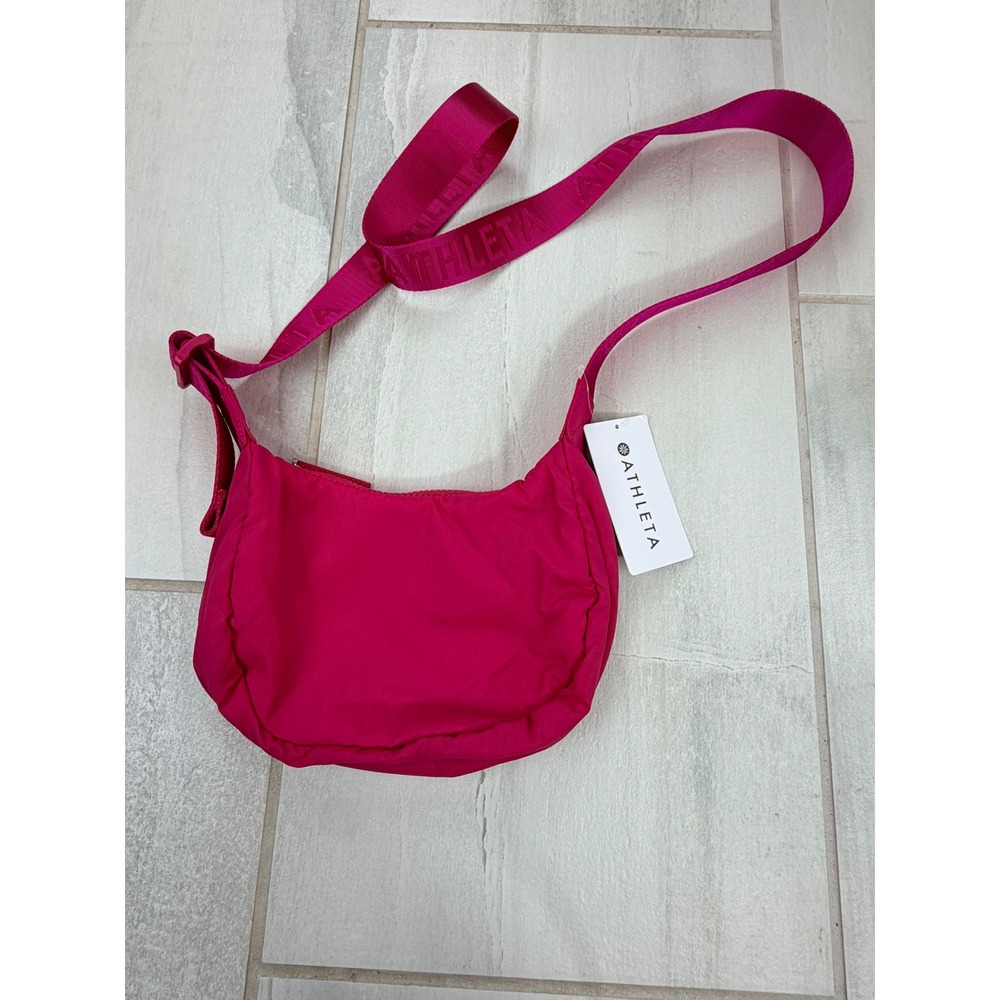 Athleta All About Mini Crescent Bag Pink Water Resistant Crossbody NWT